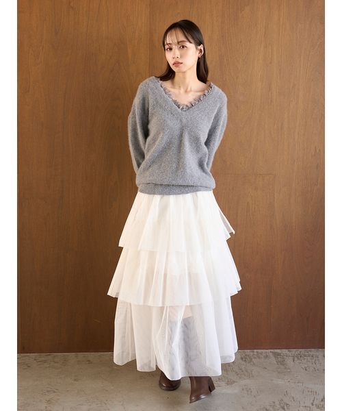 【匿名配送】フォックス衿レースプルオーバー　スナイデル フォックス衿レースプルオーバー（ニット/セーター）｜SNIDEL