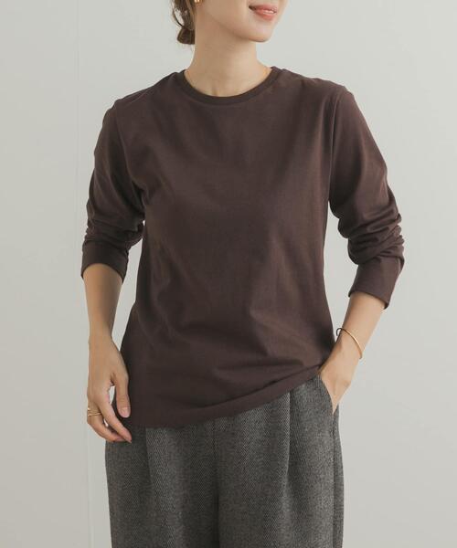 URBAN RESEARCH DOORS（アーバンリサーチドアーズ）の「Grow Organic クルーネックロングスリーブTシャツ（Tシャツ/カットソー・レディース・ブラウン/オフホワイト・MEDIUM）」の14枚目の写真