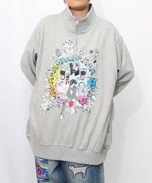 153697：スカラーちゃんと時計と音楽柄裏毛チュニック