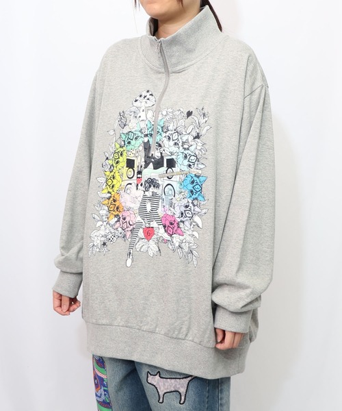 ScoLar 153697：スカラーちゃんと時計と音楽柄裏毛チュニック セール】153697：スカラーちゃんと時計と音楽柄裏毛チュニック