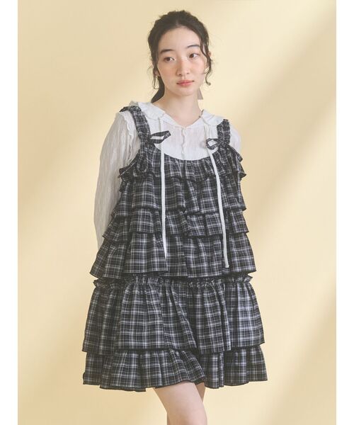 セール】チェックホイップクリームミニワンピース（ワンピース