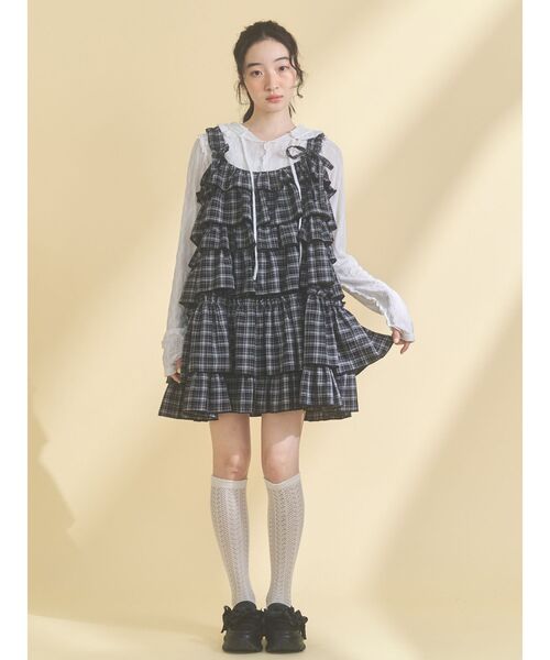 merry jenny（メリージェニー）の「チェックホイップクリームミニワンピース（ワンピース・レディース・ブラウン/ブラック・FREE）」の5枚目の写真