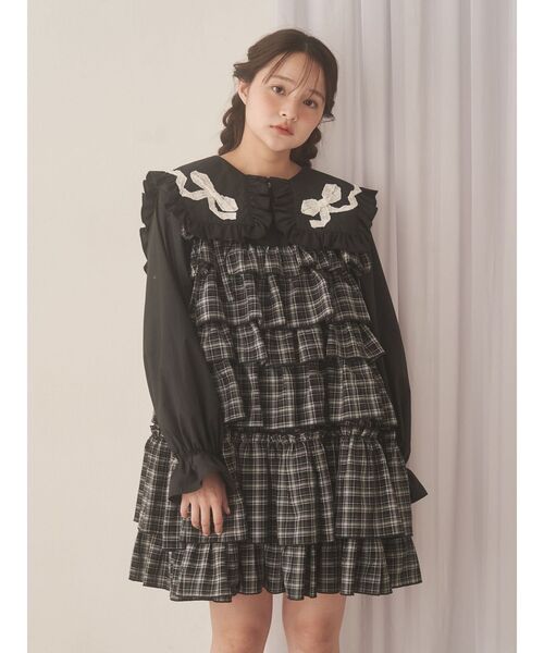 merry jenny（メリージェニー）の「チェックホイップクリームミニワンピース（ワンピース・レディース・ブラウン/ブラック・FREE）」の10枚目の写真
