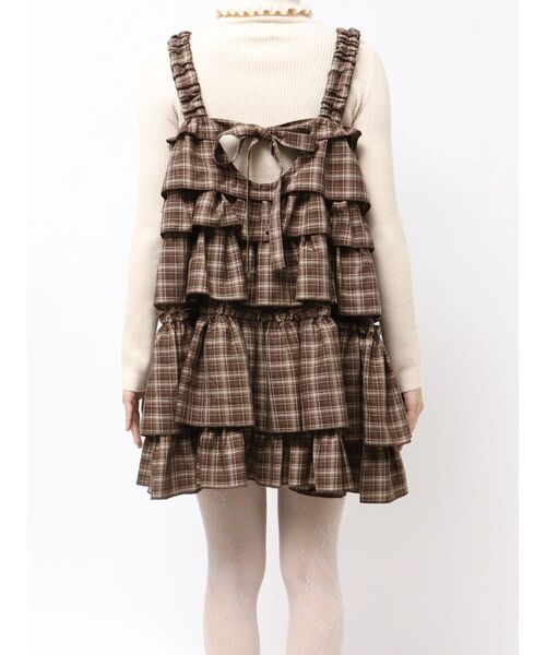 【and mary】チェック柄 半袖ミニワンピース フリル付き and Maryワンピース and mary】チェック柄 半袖ミニワンピース フリル