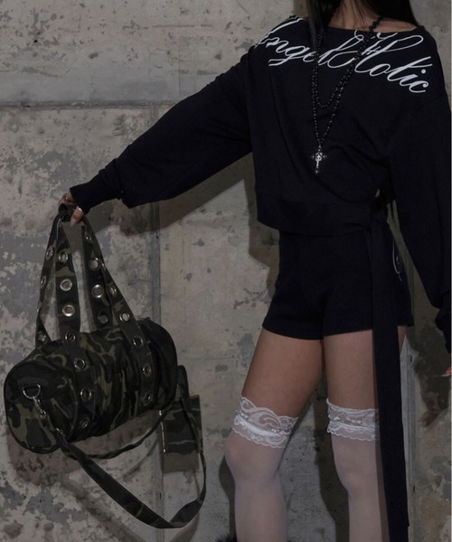 FANCY CLUB（ファンシークラブ）の「【日本未発売/WEB限定】FANCY CLUB(ファンシークラブ)/大容量 2WAY アイレット ダッフルバッグ ショルダー トートバッグ//FFFF EYELET DUFFLE BAG（ショルダーバッグ・レディース・グリーン系カモフラージュ/ブラック・FREE）」の8枚目の写真