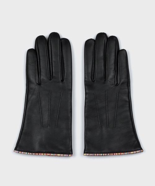 Paul Smith(ポールスミス)の「ウィメンズ シグネチャーストライプ パイピング グローブ / 255640 TSGW(手袋・レディース・ブラック・FREE)」の1枚目の写真