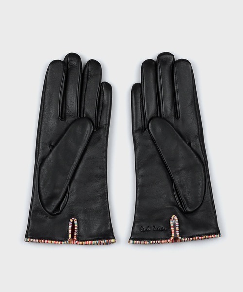 Paul Smith(ポールスミス)の「ウィメンズ シグネチャーストライプ パイピング グローブ / 255640 TSGW(手袋・レディース・ブラック・FREE)」の2枚目の写真
