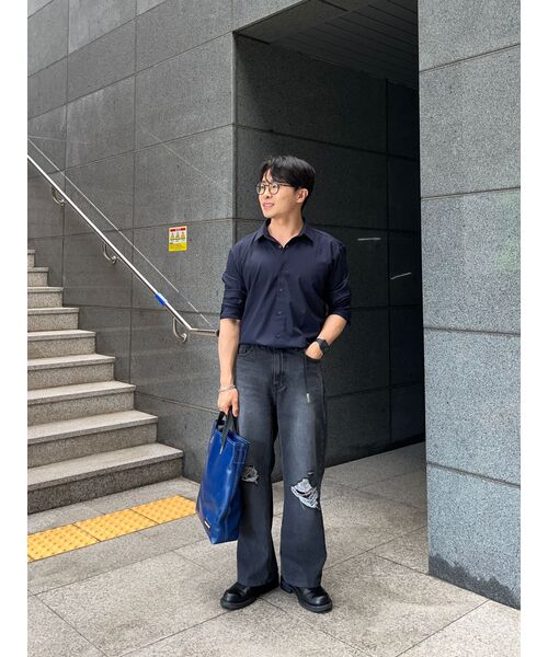MUSINSA STANDARD（ムシンサスタンダード）の「リラックスフィットシルキーシャツ[ダークネイビー]（シャツ/ブラウス・メンズ・その他・MEDIUM/LARGE/X-LARGE/XX-LARGE/SMALL）」の16枚目の写真