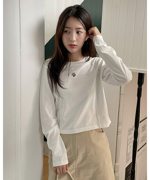 muahmuah（ムーアムーア）の「ステッチラインクロップTシャツ [3色]（Tシャツ/カットソー・レディース・ブラック/オートミール/ホワイト・FREE）」の14枚目の写真