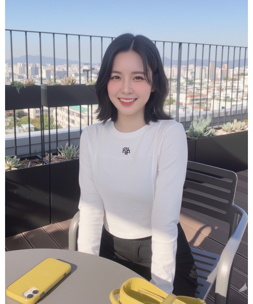 muahmuah（ムーアムーア）の「ステッチラインクロップTシャツ [3色]（Tシャツ/カットソー・レディース・ブラック/オートミール/ホワイト・FREE）」の12枚目の写真