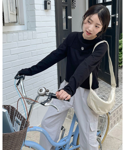 muahmuah（ムーアムーア）の「ステッチラインクロップTシャツ [3色]（Tシャツ/カットソー・レディース・ブラック/オートミール/ホワイト・FREE）」の10枚目の写真