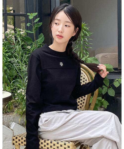 muahmuah（ムーアムーア）の「ステッチラインクロップTシャツ [3色]（Tシャツ/カットソー・レディース・ブラック/オートミール/ホワイト・FREE）」の9枚目の写真