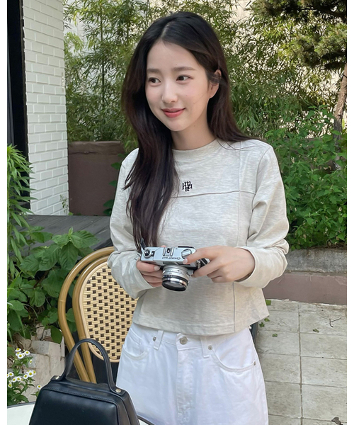 muahmuah（ムーアムーア）の「ステッチラインクロップTシャツ [3色]（Tシャツ/カットソー・レディース・ブラック/オートミール/ホワイト・FREE）」の6枚目の写真