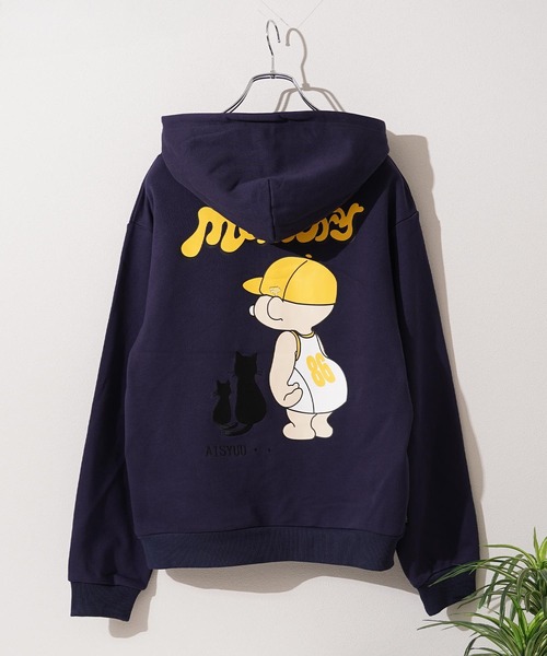 #MEMORY（メモリー）の「【MEMORY】ヘビーウェイト 黒猫バブチャンプルパーカー / Black Cat Bubble Mix-and-Match Hoodie（パーカー・メンズ・ネイビー/ホワイト系/チャコールグレー・M/L/XL）」の3枚目の写真