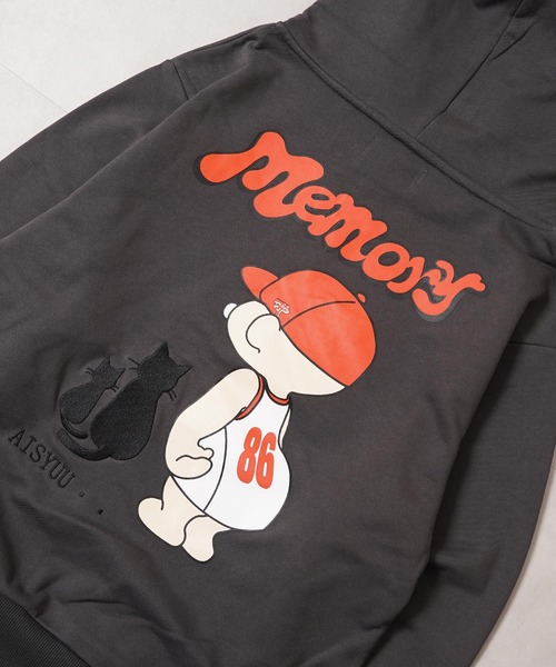 #MEMORY（メモリー）の「【MEMORY】ヘビーウェイト 黒猫バブチャンプルパーカー / Black Cat Bubble Mix-and-Match Hoodie（パーカー・メンズ・ネイビー/ホワイト系/チャコールグレー・M/L/XL）」の10枚目の写真