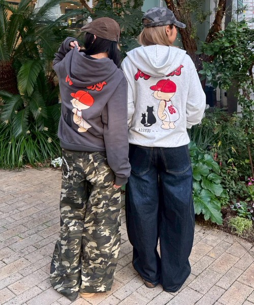 #MEMORY（メモリー）の「【MEMORY】ヘビーウェイト 黒猫バブチャンプルパーカー / Black Cat Bubble Mix-and-Match Hoodie（パーカー・メンズ・ネイビー/ホワイト系/チャコールグレー・M/L/XL）」の15枚目の写真