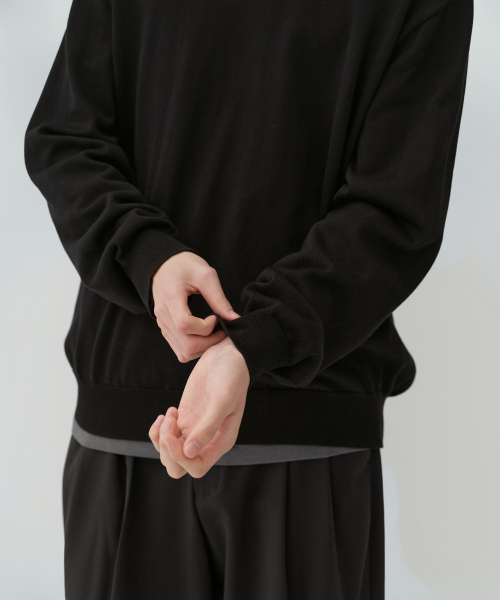 MUSINSA STANDARD（ムシンサスタンダード）の「ウォッシャブルスーピマコットンクルーネックニット[ブラック]（ニット/セーター・メンズ・その他・SMALL/MEDIUM/LARGE/X-LARGE/XX-LARGE）」の7枚目の写真