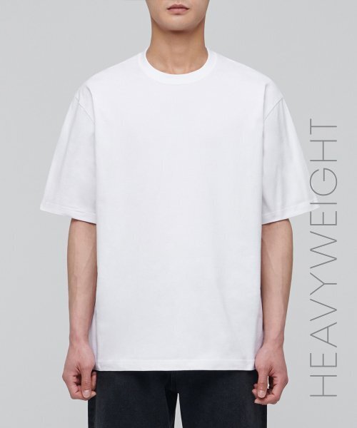 MUSINSA STANDARD（ムシンサスタンダード）の「ヘビーウェイトリラックスクルーネックTシャツ[ホワイト]（Tシャツ/カットソー・メンズ・その他・SMALL/MEDIUM/LARGE/X-LARGE/XX-LARGE/XXX-LARGE）」の2枚目の写真