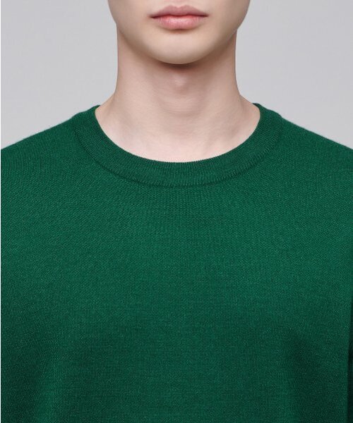 MUSINSA STANDARD（ムシンサスタンダード）の「ミニマルクルーネックニット [ジョリーグリーン]（ニット/セーター・メンズ・その他・SMALL/MEDIUM/LARGE/X-LARGE/XX-LARGE）」の4枚目の写真