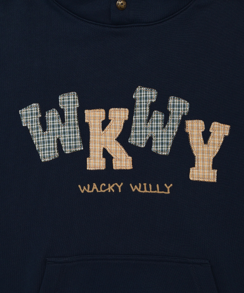 Wacky WiLLy(ワッキーウィリー)の「ウィメンズチェックアップリケオーバーサイズフードパーカー ネイビー(パーカー・レディース・その他・FREE)」の5枚目の写真