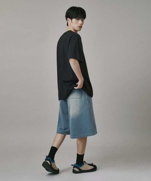 Verdnt（バーダント）の「ワンデニムテリースウェットバミューダショーツ[ミディアムブルー]（その他パンツ・レディース・ブルー・SMALL/MEDIUM/LARGE）」の4枚目の写真