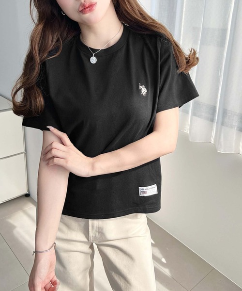 U.S. POLO ASSN.(ユーエスポロアッスン)の「moment+別注【U.S.POLO ASSN.】ワンポイント刺繍半袖Tシャツ(Tシャツ/カットソー・レディース・オフホワイト/ブラック/ピンク/オートミール/ネイビー/イエロー・M/L)」の18枚目の写真