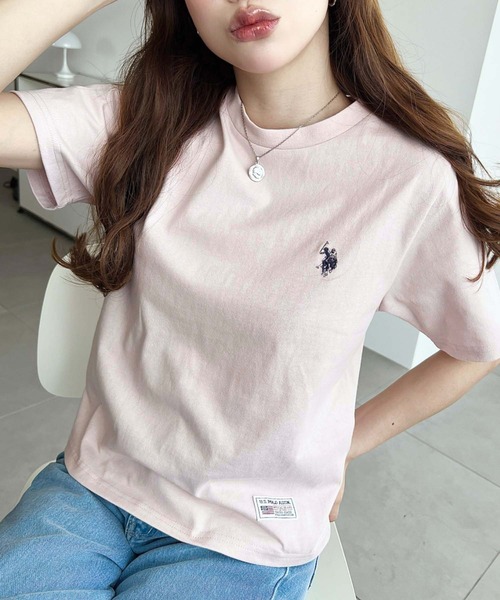 U.S. POLO ASSN.(ユーエスポロアッスン)の「moment+別注【U.S.POLO ASSN.】ワンポイント刺繍半袖Tシャツ(Tシャツ/カットソー・レディース・オフホワイト/ブラック/ピンク/オートミール/ネイビー/イエロー・M/L)」の16枚目の写真