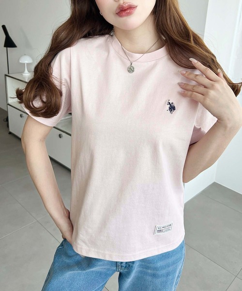 U.S. POLO ASSN.(ユーエスポロアッスン)の「moment+別注【U.S.POLO ASSN.】ワンポイント刺繍半袖Tシャツ(Tシャツ/カットソー・レディース・オフホワイト/ブラック/ピンク/オートミール/ネイビー/イエロー・M/L)」の11枚目の写真