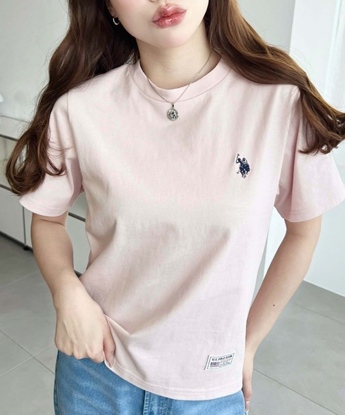 U.S. POLO ASSN.(ユーエスポロアッスン)の「moment+別注【U.S.POLO ASSN.】ワンポイント刺繍半袖Tシャツ(Tシャツ/カットソー・レディース・オフホワイト/ブラック/ピンク/オートミール/ネイビー/イエロー・M/L)」の21枚目の写真
