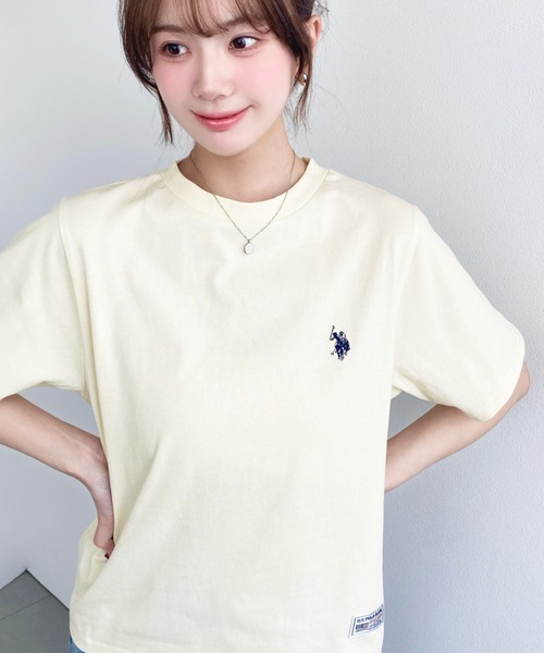 U.S. POLO ASSN.(ユーエスポロアッスン)の「moment+別注【U.S.POLO ASSN.】ワンポイント刺繍半袖Tシャツ(Tシャツ/カットソー・レディース・オフホワイト/ブラック/ピンク/オートミール/ネイビー/イエロー・M/L)」の15枚目の写真