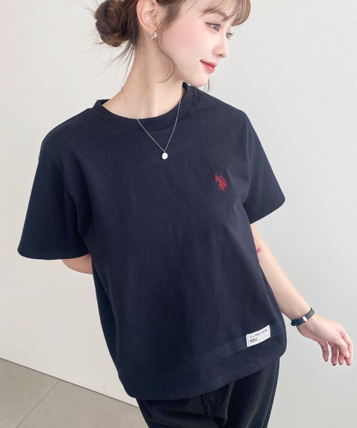 U.S. POLO ASSN.(ユーエスポロアッスン)の「moment+別注【U.S.POLO ASSN.】ワンポイント刺繍半袖Tシャツ(Tシャツ/カットソー・レディース・オフホワイト/ブラック/ピンク/オートミール/ネイビー/イエロー・M/L)」の10枚目の写真