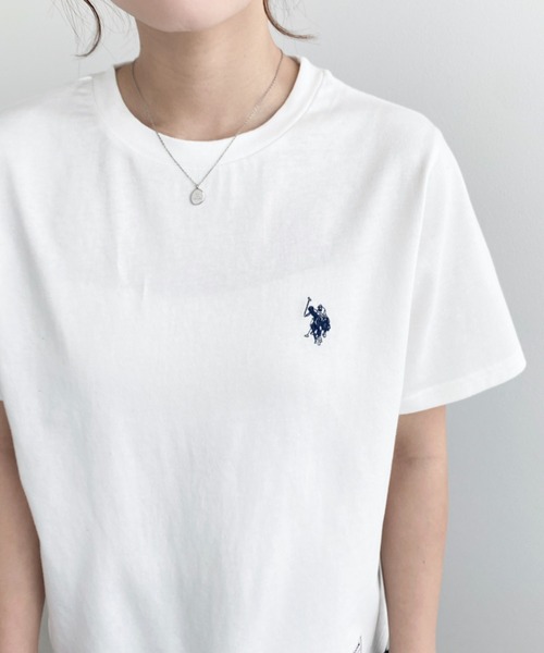 U.S. POLO ASSN.(ユーエスポロアッスン)の「moment+別注【U.S.POLO ASSN.】ワンポイント刺繍半袖Tシャツ(Tシャツ/カットソー・レディース・オフホワイト/ブラック/ピンク/オートミール/ネイビー/イエロー・M/L)」の17枚目の写真