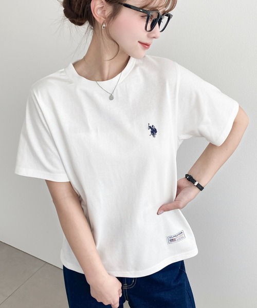 U.S. POLO ASSN.(ユーエスポロアッスン)の「moment+別注【U.S.POLO ASSN.】ワンポイント刺繍半袖Tシャツ(Tシャツ/カットソー・レディース・オフホワイト/ブラック/ピンク/オートミール/ネイビー/イエロー・M/L)」の12枚目の写真