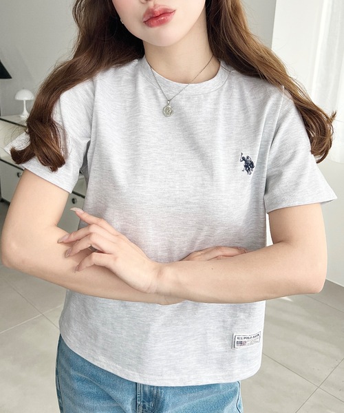 U.S. POLO ASSN.(ユーエスポロアッスン)の「moment+別注【U.S.POLO ASSN.】ワンポイント刺繍半袖Tシャツ(Tシャツ/カットソー・レディース・オフホワイト/ブラック/ピンク/オートミール/ネイビー/イエロー・M/L)」の14枚目の写真
