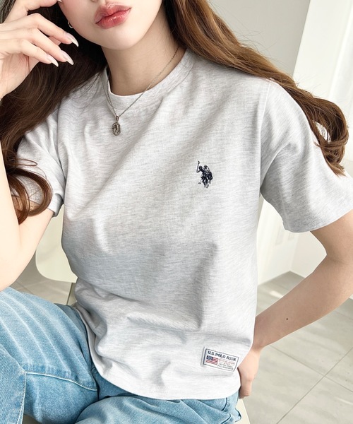 U.S. POLO ASSN.(ユーエスポロアッスン)の「moment+別注【U.S.POLO ASSN.】ワンポイント刺繍半袖Tシャツ(Tシャツ/カットソー・レディース・オフホワイト/ブラック/ピンク/オートミール/ネイビー/イエロー・M/L)」の19枚目の写真