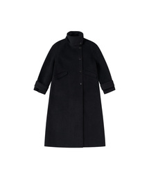 SIOT4166 アンバランスハイネックロングコート_Black