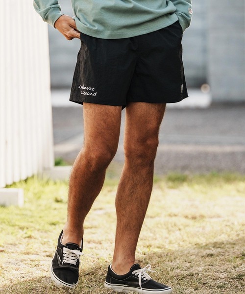mp14369-cursive embroidery nylon shorts ショートパンツ(1M26H240