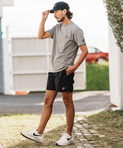 1minute 1second(ワンミニットワンセカンド)の「mp14369-cursive embroidery nylon shorts ショートパンツ(1M26H240)(その他パンツ・メンズ・ブラック/ブラック×ピンク・S/M/L/XL)」の6枚目の写真