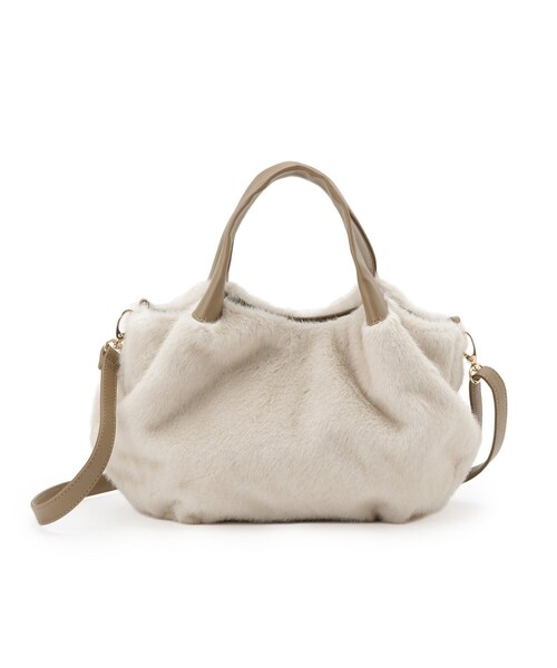 SHOO・LA・RUE（シューラルー）の「ファー2層2WAYトートバッグ（トートバッグ・レディース・グレー/ベージュ/ダークブラウン系・00）」の12枚目の写真