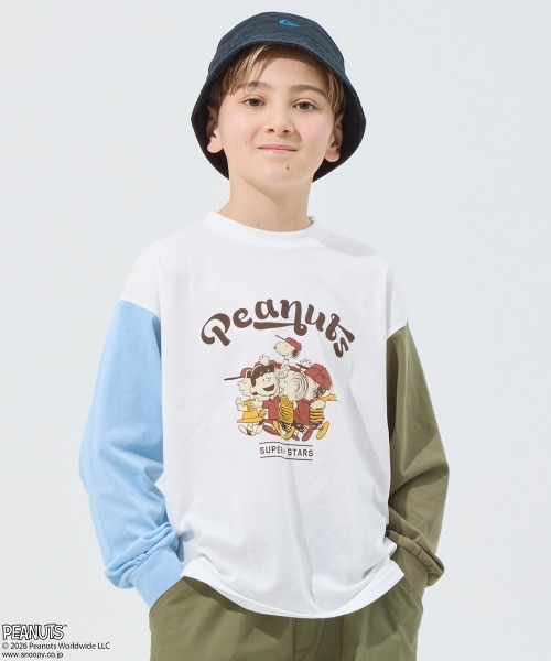 KRIFF MAYER Kid's Collection（クリフメイヤーキッズコレクション）の「SNOOPYコラボゆるT（Tシャツ/カットソー・キッズ・ネイビー/オリーブ/オフホワイト/カラフル/サックスブルー・130/120/170/160/150/140）」の5枚目の写真