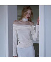 Pigment Off Shoulder Zip-up [Beige]（Tシャツ/カットソー 