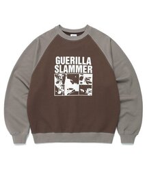 GUERILLA SLAMMERS RAGLAN SWEATSHIRT BROWN(CV2DFUM445A)