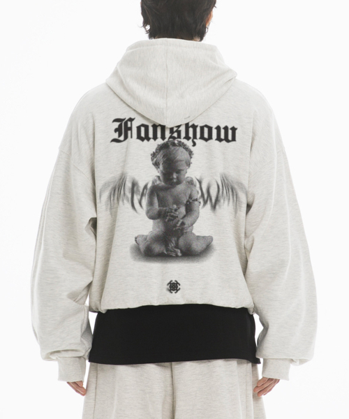 DEMONIC ANGEL OVERSIZE флисовая толстовка с подкладкой - OATMEAL