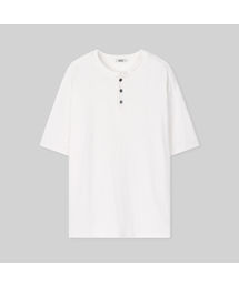 WORK ON BODY OFF（ワークオンボディオフ）の「スリーボタンセミオーバーフィットヘンリーネックショートスリーブ[ホワイト]（Tシャツ/カットソー）」