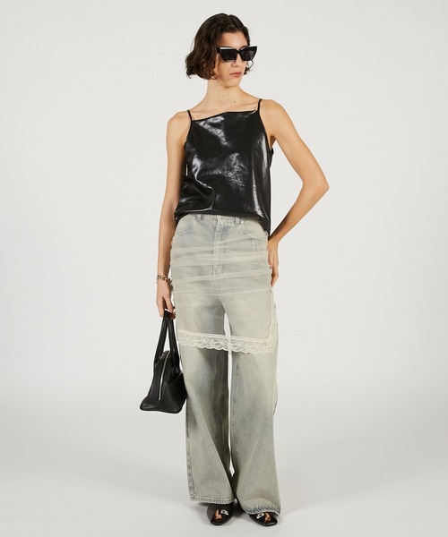 PRANK PROJECT（プランクプロジェクト）の「チュールスカートレイヤードデニム / Tulle Skirt Layered Denim（デニムパンツ・レディース・ブルー/ブラック・36/38）」の4枚目の写真