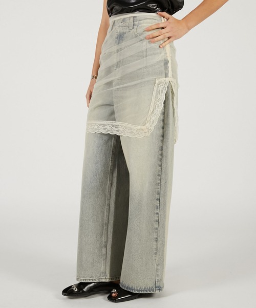 PRANK PROJECT（プランクプロジェクト）の「チュールスカートレイヤードデニム / Tulle Skirt Layered Denim（デニムパンツ・レディース・ブルー/ブラック・36/38）」の16枚目の写真