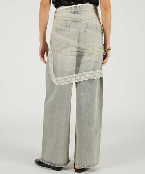 PRANK PROJECT（プランクプロジェクト）の「チュールスカートレイヤードデニム / Tulle Skirt Layered Denim（デニムパンツ・レディース・ブルー/ブラック・36/38）」の17枚目の写真