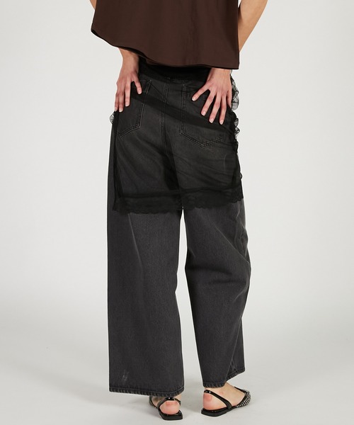 PRANK PROJECT（プランクプロジェクト）の「チュールスカートレイヤードデニム / Tulle Skirt Layered Denim（デニムパンツ・レディース・ブルー/ブラック・36/38）」の8枚目の写真