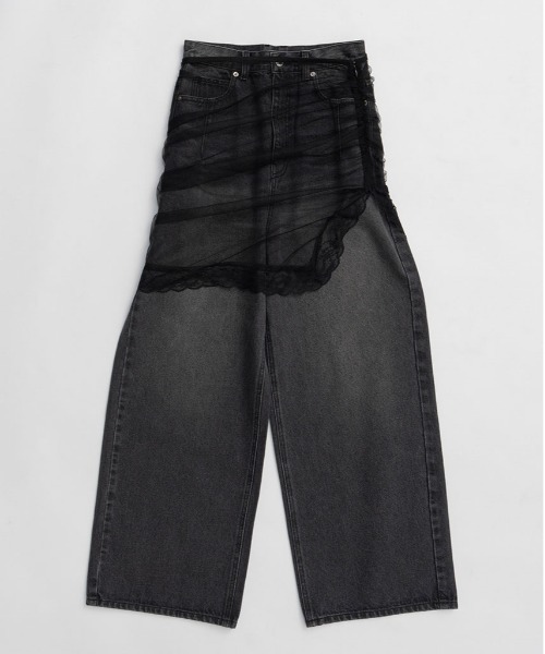 PRANK PROJECT（プランクプロジェクト）の「チュールスカートレイヤードデニム / Tulle Skirt Layered Denim（デニムパンツ・レディース・ブルー/ブラック・36/38）」の22枚目の写真