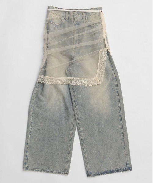 PRANK PROJECT（プランクプロジェクト）の「チュールスカートレイヤードデニム / Tulle Skirt Layered Denim（デニムパンツ・レディース・ブルー/ブラック・36/38）」の19枚目の写真
